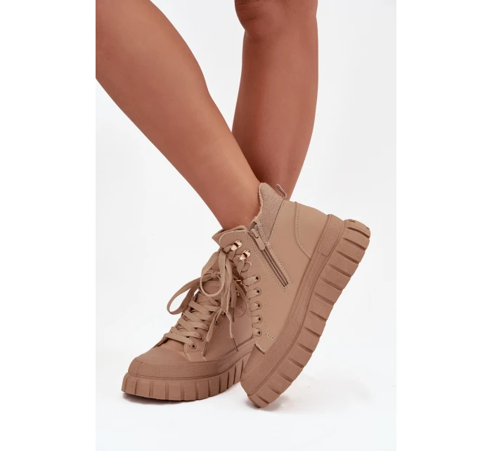 Dámské zateplené kozačky trapery na platformě Camel model 21747749 - Boto