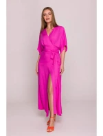 Dámske zavinovacie šaty S406 Tmavo ružová - Stylove