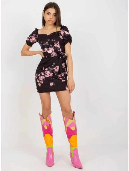 Dámské šaty LK SK model 21893574 Černá s růžovou vzor - FPrice