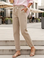Dámske tepláky s vysokým pásom béžová FashionStreet UY2964