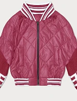 Dámska bunda bomber so svetrovými rukávmi ružová (2439)