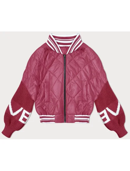 Růžová dámská bunda typu "bomber" se rukávy model 19739187 - MADE IN ITALY Růžová dámská bunda typu "bomber" se rukávy model 19739187 - MADE IN ITALY