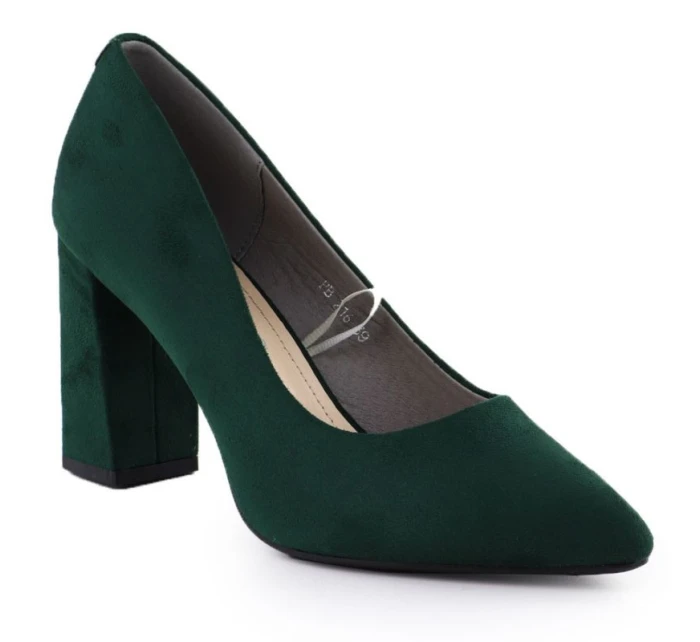 Zelené semišové lodičky na jehlovém podpatku Sergio model 21906157 - LEONE