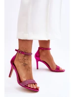 Damskie Sandały Na Szpilce Z Dżetami Fuksja Perfecto