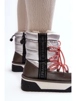 Śniegowce Damskie Na Grubej Podeszwie Wegańskie D.Franklin DFSH371006 Srebrne