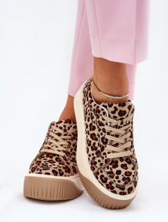 Sneakersy Na Masywnej Platformie Panterka Brązowe Tirvanis