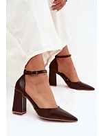 Lodičky na podpatku z imitace kůže Cihlové Selvra