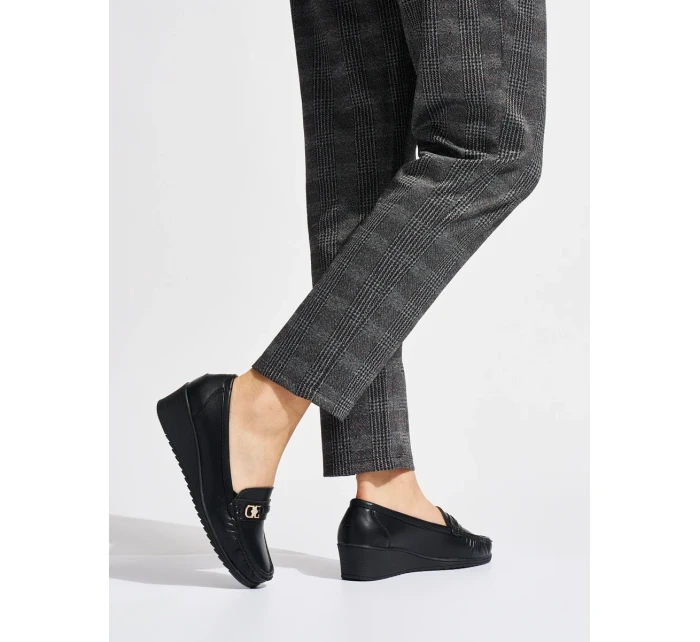 Trendy dámské mokasíny černé na klínku Trendy dámské mokasíny černé na klínku