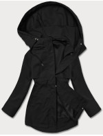 Tenká čierna dámska bunda s podšívkou (B8128-1)