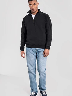 Fruit of the Loom Iconic Premium Zip Neck Sweat – ťažká mikina s 1/4 zipsom 16.2288 čierna