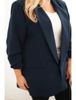 Dámske elegantné plus size sako modré