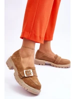 Modne Zamszowe Mokasyny Ciemnobeżowe Eloisa