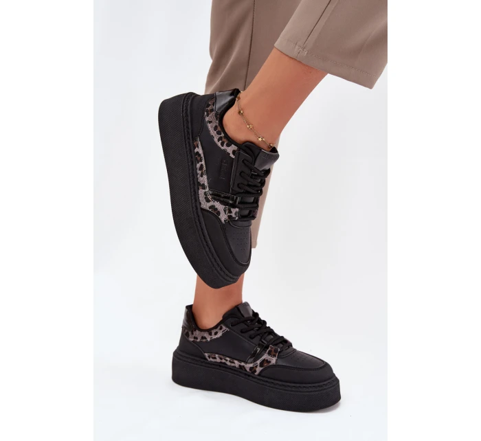 Damskie Sneakersy Na Platformie Big Star SS274358 Panterka Czarne Damskie Sneakersy Na Platformie Big Star SS274358 Panterka Czarne