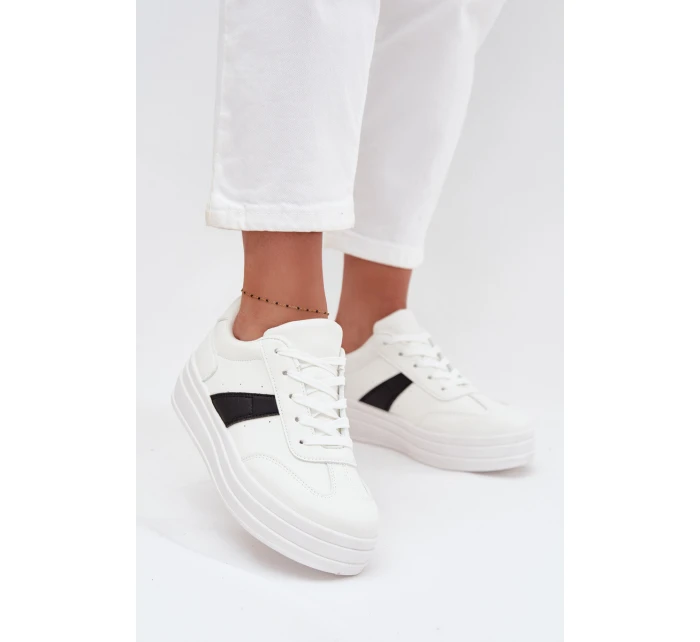 Sneakersy Damskie Na Platformie Białe Elvessia Sneakersy Damskie Na Platformie Białe Elvessia