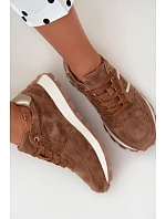 Dámské tenisky z pravé kůže Tmavě béžové model 22324114 - D&A Dámské tenisky z pravé kůže Tmavě béžové model 22324114 - D&A