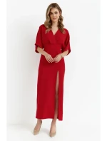 K163 Maxi šaty - červené
