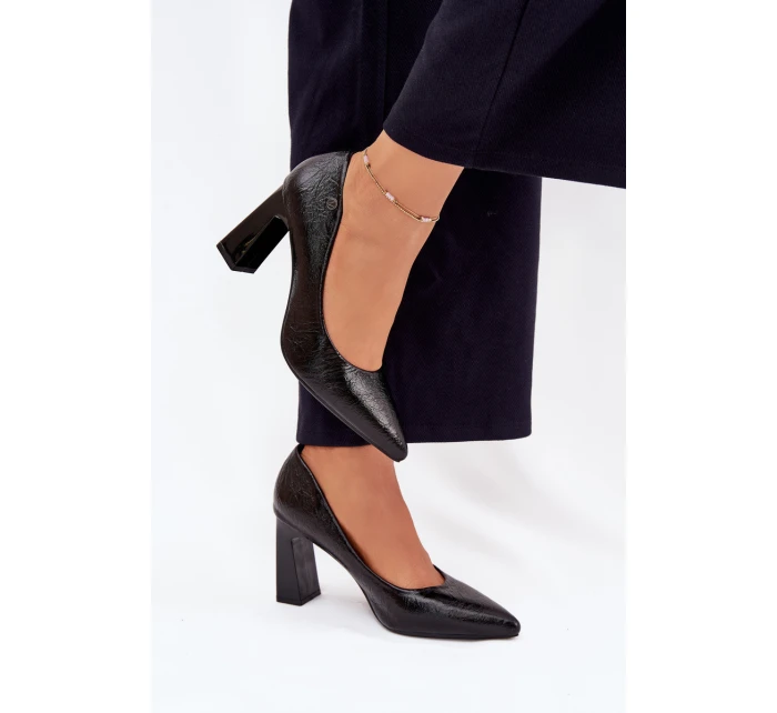 Dámske lodičky na širokom podpätku Vinceza - čierne Dámske lodičky na širokom podpätku Vinceza - čierne