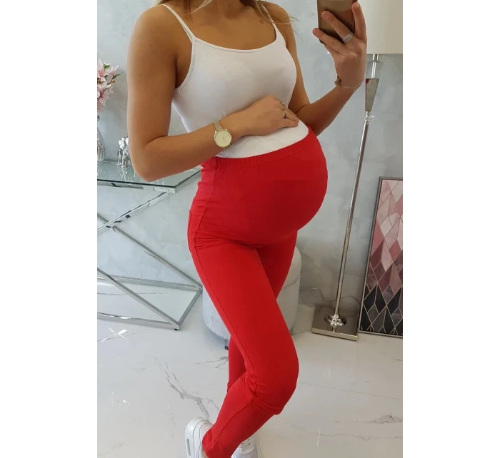 Dámske bavlnené tehotenské nohavice 19975 Červená - Kesi