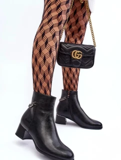 Dámske členkové topánky s nízkym podpätkom JC101P Black - Seastar