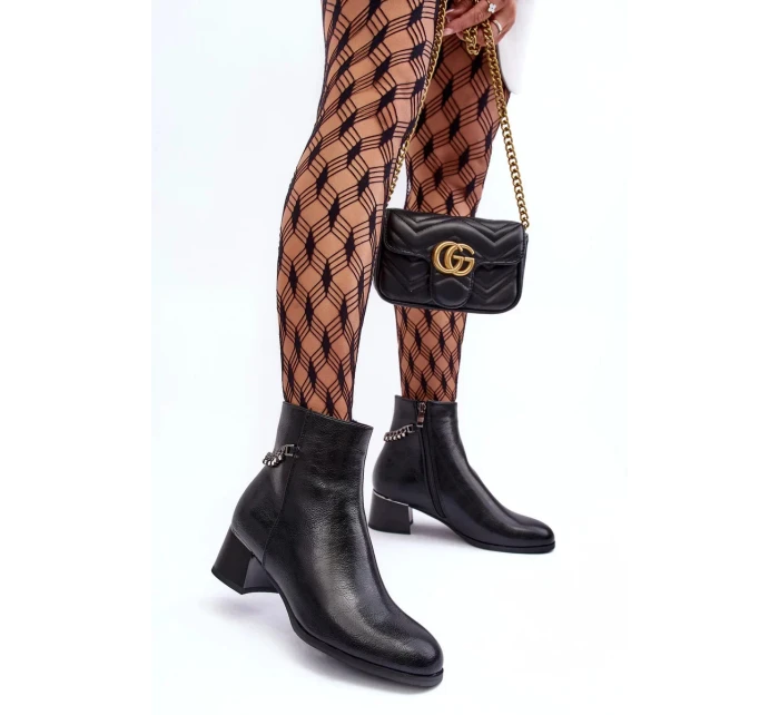 Dámske členkové topánky s nízkym podpätkom JC101P Black - Seastar