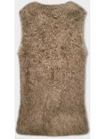 Tmavobéžová kožušinová vesta s dlhými vlasmi (1402)