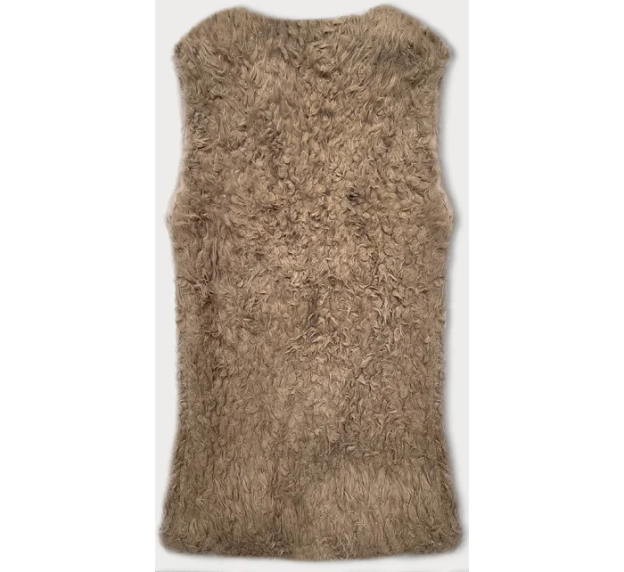 Tmavobéžová kožušinová vesta s dlhými vlasmi (1402)
