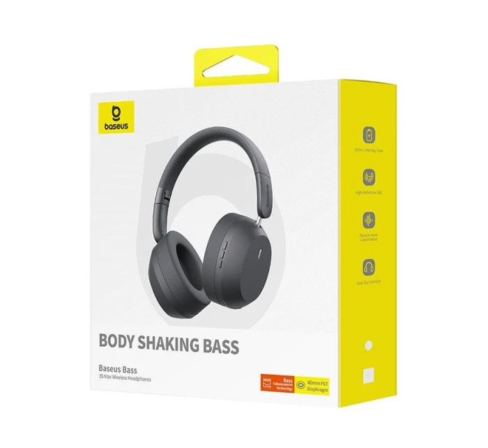 Bezdrôtové slúchadlá Baseus Bass 35 Max (sivé)