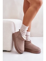 Moderní nízké zimní boty z semiše v khaki model 21644774 - Boto