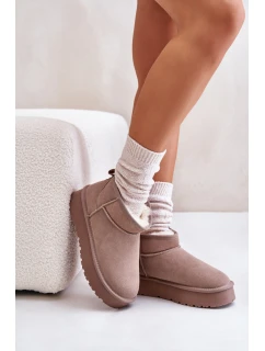 Moderní nízké zimní boty z semiše v khaki model 21644774 - Boto