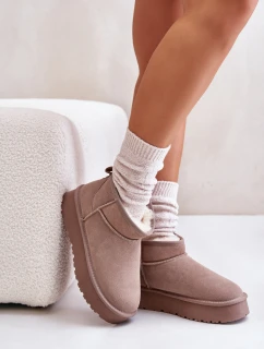 Moderní nízké zimní boty z semiše v khaki model 21644774 - Boto