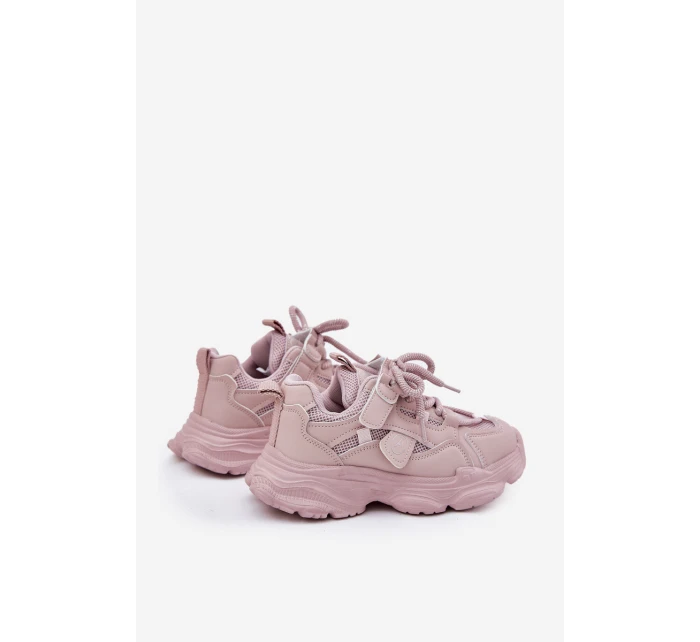 Sneakersy Dziecięce Na Platformie Różowe Hanomess