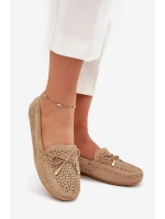 Dámské mokasíny s vzorem a šněrováním Khaki model 21704501 - Boto Dámské mokasíny s vzorem a šněrováním Khaki model 21704501 - Boto