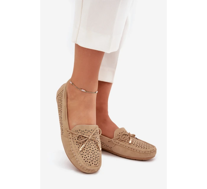 Dámské mokasíny s vzorem a šněrováním Khaki model 21704501 - Boto Dámské mokasíny s vzorem a šněrováním Khaki model 21704501 - Boto