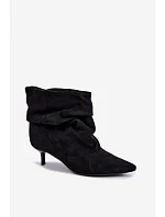 Černé slip-on kozačky typu Slouchy na podpatku Loralia