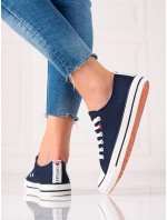 Jedinečné dámske tenisky modrej bez podpätku Jedinečné dámske tenisky modrej bez podpätku