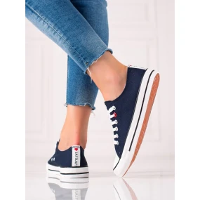 Jedinečné dámske tenisky modrej bez podpätku