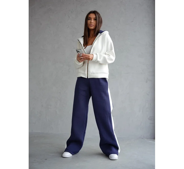 modrý hrubší dámský bavlněný komplet s rozepínací mikinou model 20905694 - Moon