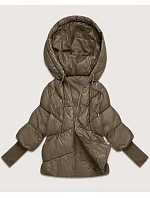 Dámska bunda s pletenými manžetami, oversize, béžová (B6078-12) Dámska bunda s pletenými manžetami, oversize, béžová (B6078-12)