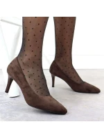 Dámské čokoládové semišové lodičky na jehlovém podpatku Sergio model 21906220 - LEONE