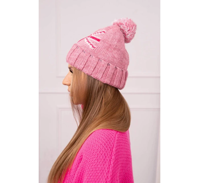 Dámska čiapka s brmbolcom Elizabeth K386 tmavo ružová