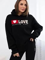 Zateplená bavlnená mikina s kapucňou Love black