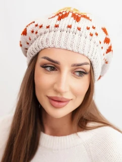 Dámská zimní čepice vlněná s krystaly a vzorem model 21859297 mocca - K-Fashion