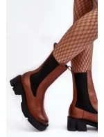 Damskie Botki Sztyblety Laura Messi 2693/229 Brązowe