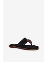 Dámské ploché žabky Černé Eko semiš model 22125642 - Boto