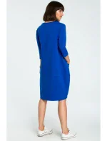 B083 Oversized šaty s predným vreckom - kráľovská modrá