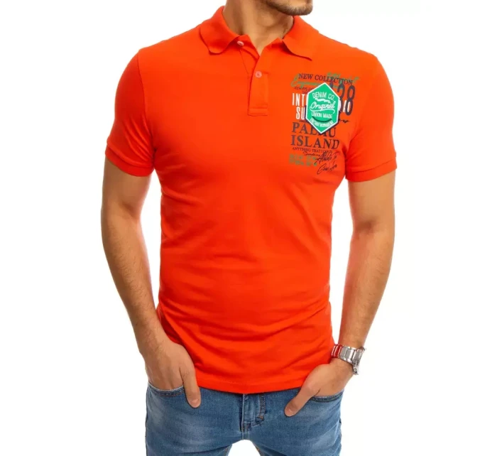 FashionStreet koralové polo tričko s potlačou PX0368 FashionStreet koralové polo tričko s potlačou PX0368