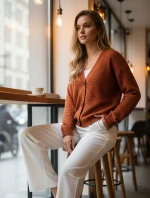 Dámsky červený sveter CHICLINE FashionStreet MY2418