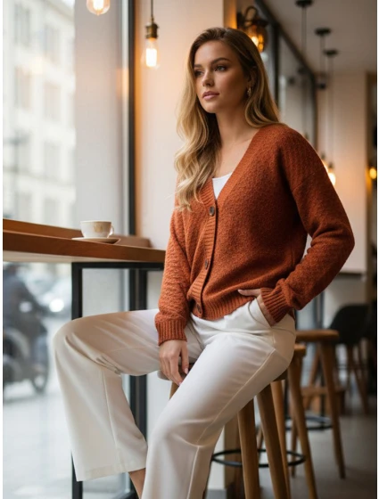 Dámský červený svetr Dstreet model 21982776 - FashionStreet