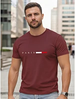 Koszulka męska bawełniana z napisem PARIS bordowy model 22316064 - FashionStreet Koszulka męska bawełniana z napisem PARIS bordowy model 22316064 - FashionStreet