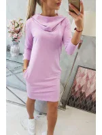 Šaty s kapucňou a vreckami fialové